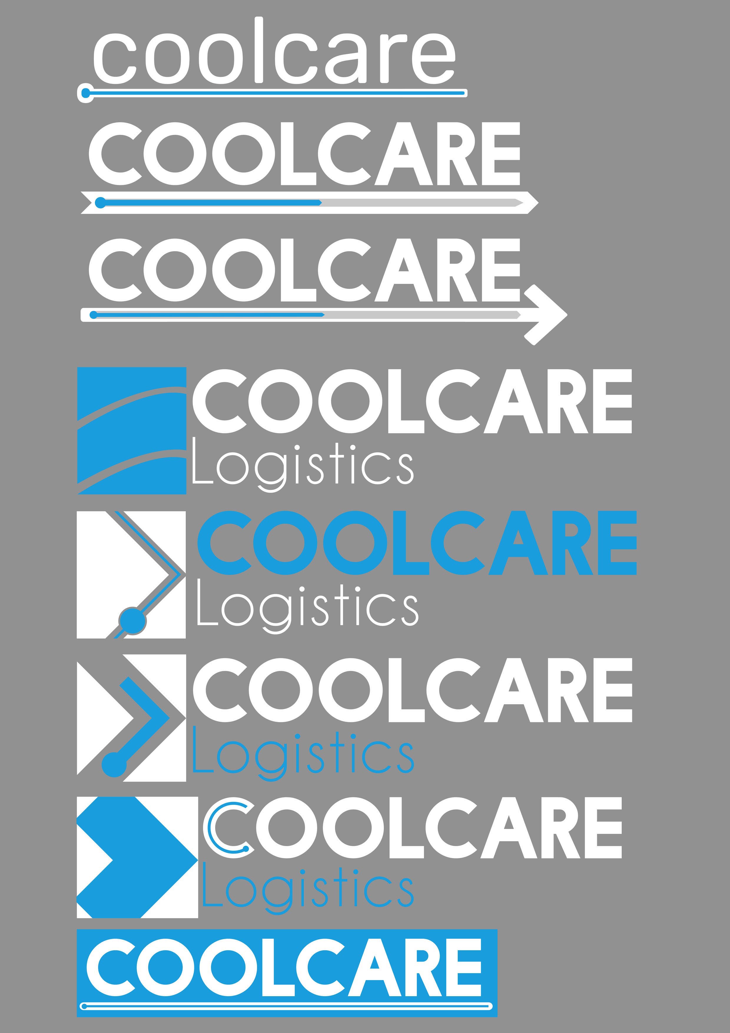 Various vector logos for CoolCare Logistics, using mid-blue and white.